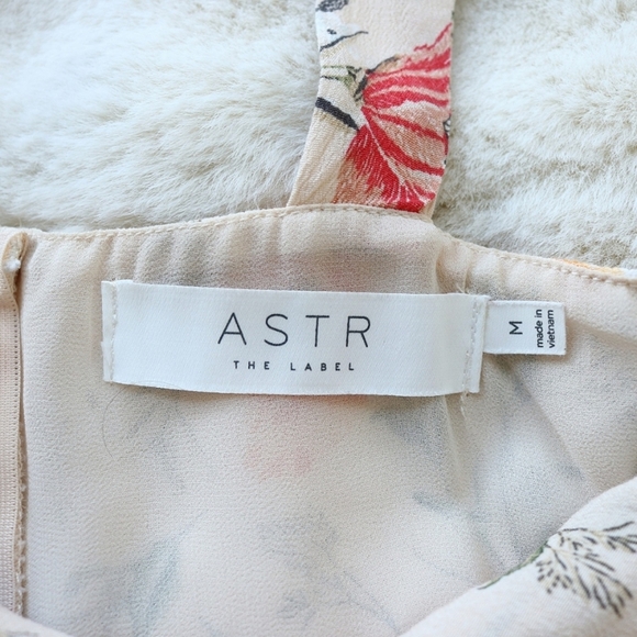 ASTR the Label Cream, Peach Floral Tie Front Cottagecore 90's Spring Mini Dress - Picture 6 of 7